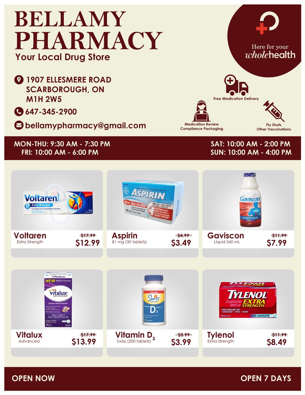 Bellamy Pharmacy | 1907 Ellesmere Rd, Scarborough, ON M1H 2W5, Canada | Phone: (647) 345-2900