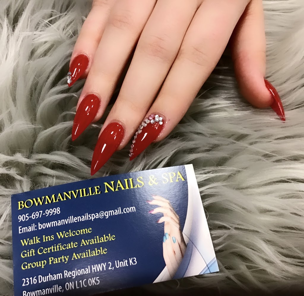 BOWMANVILLE NAILS & SPA | 2316 Durham Regional Hwy 2 Unit K3, Bowmanville, ON L1C 0K5, Canada | Phone: (905) 697-9998