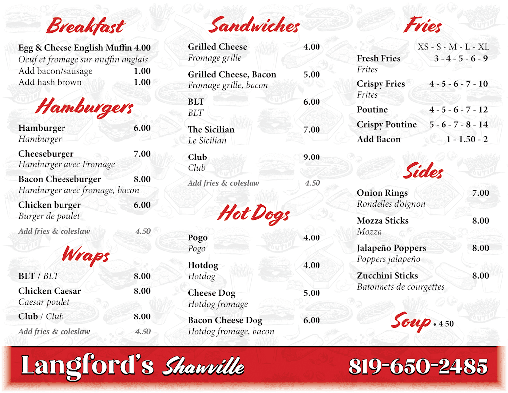 Langfords Shawville Takeout | 104 Av. Victoria, Shawville, QC J0X 2Y0, Canada | Phone: (819) 647-2933