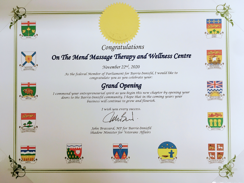 On The Mend Massage Therapy & Wellness Centre | 172 Prince William Way Unit 11, Barrie, ON L4M 0E5, Canada | Phone: (705) 300-7632