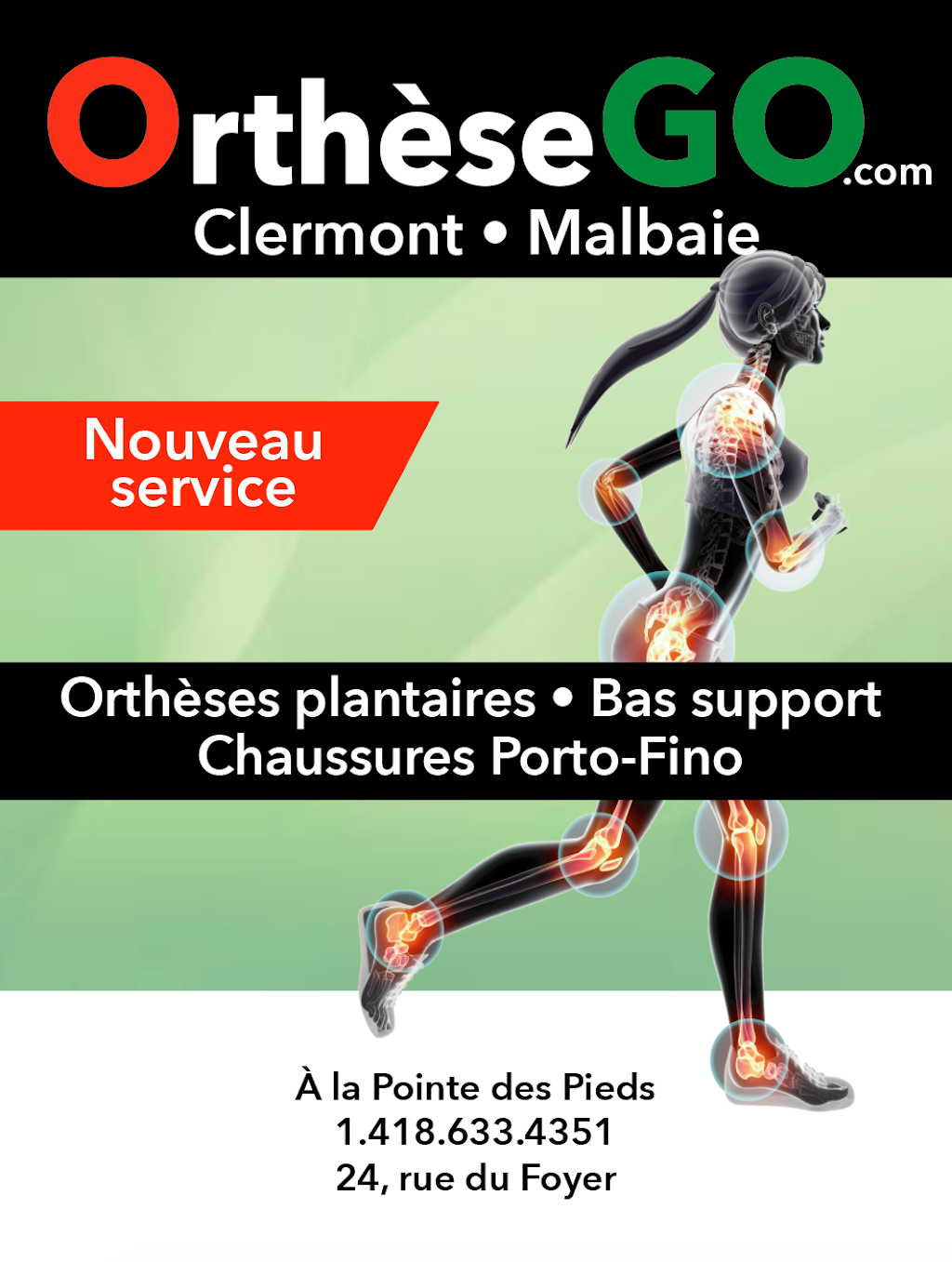 Orthèse GO Clermont - Malbaie | 24 Rue du Foyer, Clermont, QC G4A 1H3, Canada | Phone: (418) 633-4351