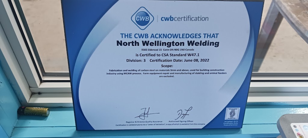 North Wellington Welding | 9583 Side Rd 15, Conn, ON N0G 1N0, Canada | Phone: (519) 778-6397