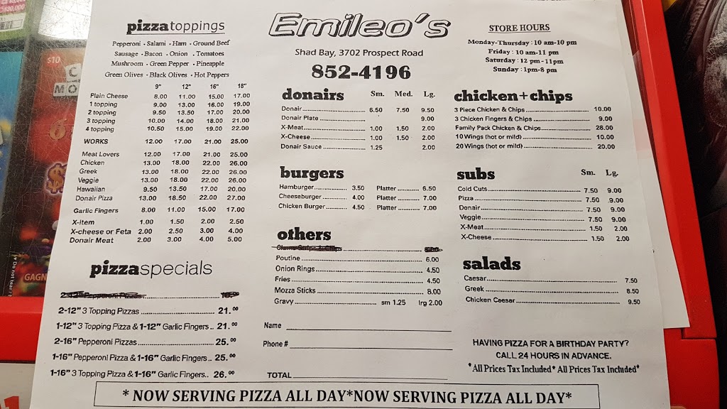 Emileos Snack Bar | 3702 Prospect Rd, Shad Bay, NS B3T 2B4, Canada | Phone: (902) 852-4196