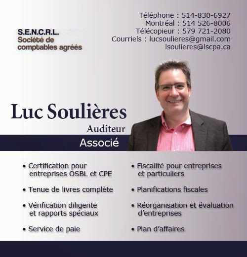 Luc Soulières - Comptable | 1360 Boulevard Marie-Victorin, Longueuil, QC J4G 1A3, Canada | Phone: (514) 830-6927