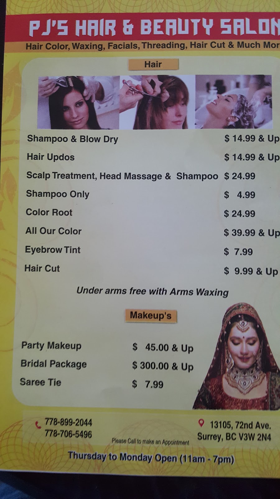 Pjs hair cut & Beauty Salon | 13105 72 Ave, Surrey, BC V3W 2N4, Canada | Phone: (604) 723-5496