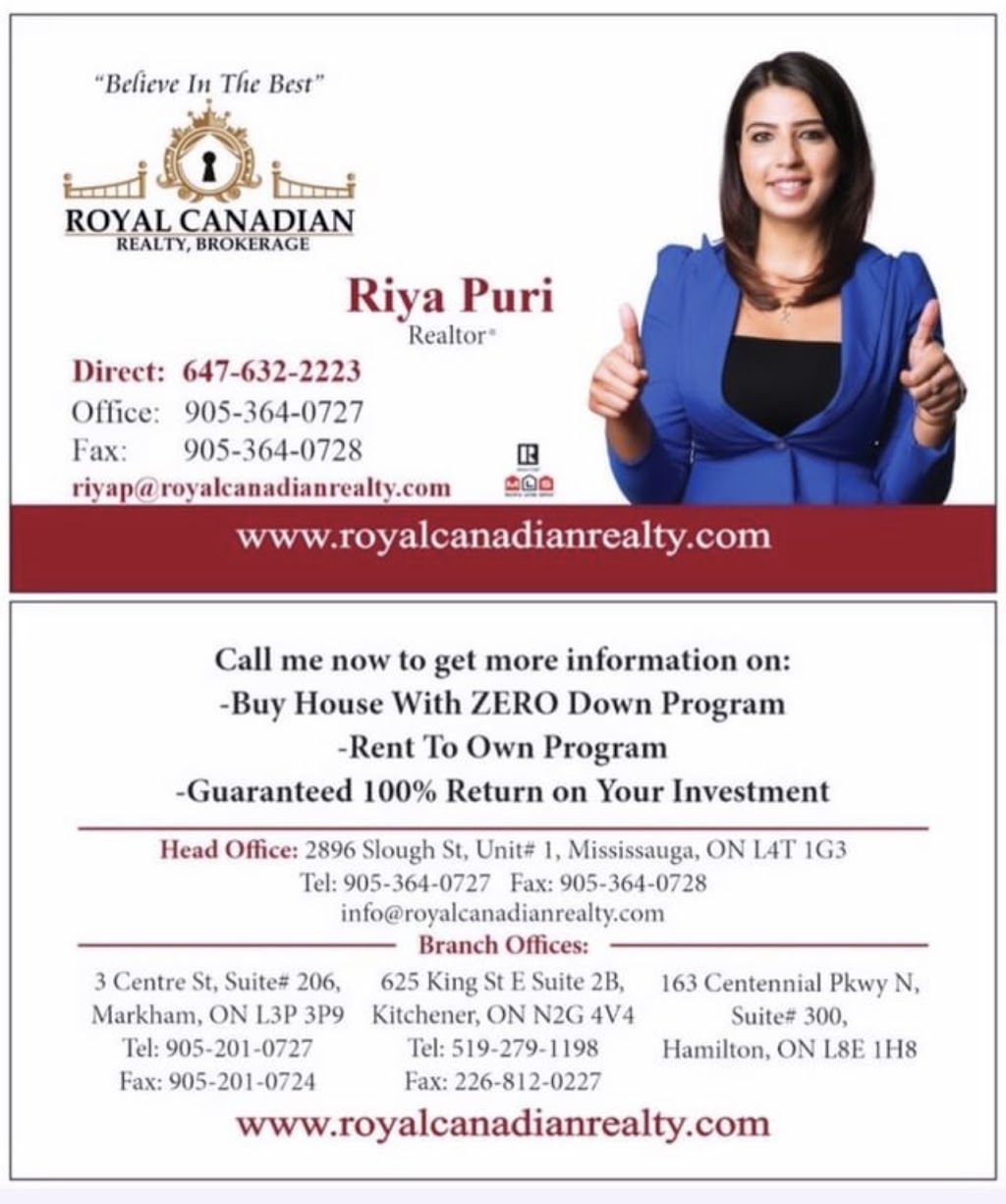 Riya Puri Realtor | 2896 Slough St, Mississauga, ON L4T 1G3, Canada | Phone: (647) 632-2223