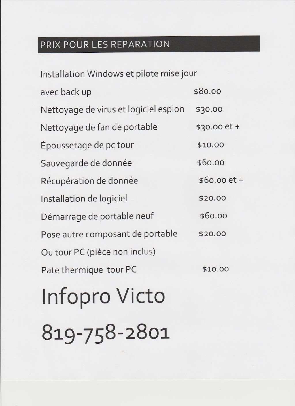 Infopro Victo | 4 Rue Sainte-Victoire, Victoriaville, QC G6P 2M8, Canada | Phone: (819) 758-2801