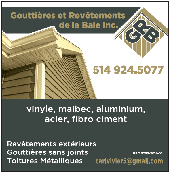 Gouttières et Revêtements de la Baie Inc | 198 44e Rue O, Venise-en-Québec, QC J0J 2K0, Canada | Phone: (514) 924-5077