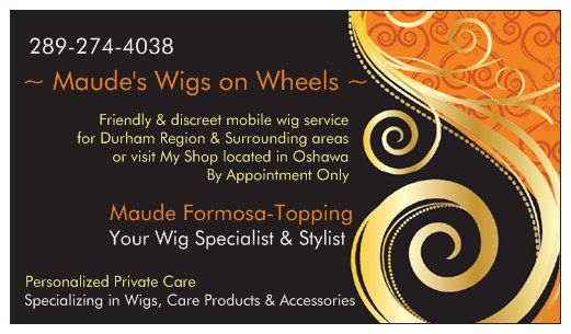 Maudes Wigs on Wheels & More | 41 Kawartha Ave, Oshawa, ON L1H 3Y7, Canada | Phone: (289) 274-4038