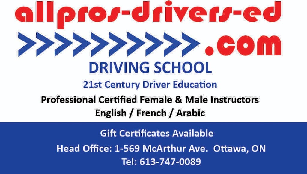 Allpros-Drivers-Ed.com | 569 McArthur Ave., Ottawa, ON K1K 1G3, Canada | Phone: (613) 747-0089