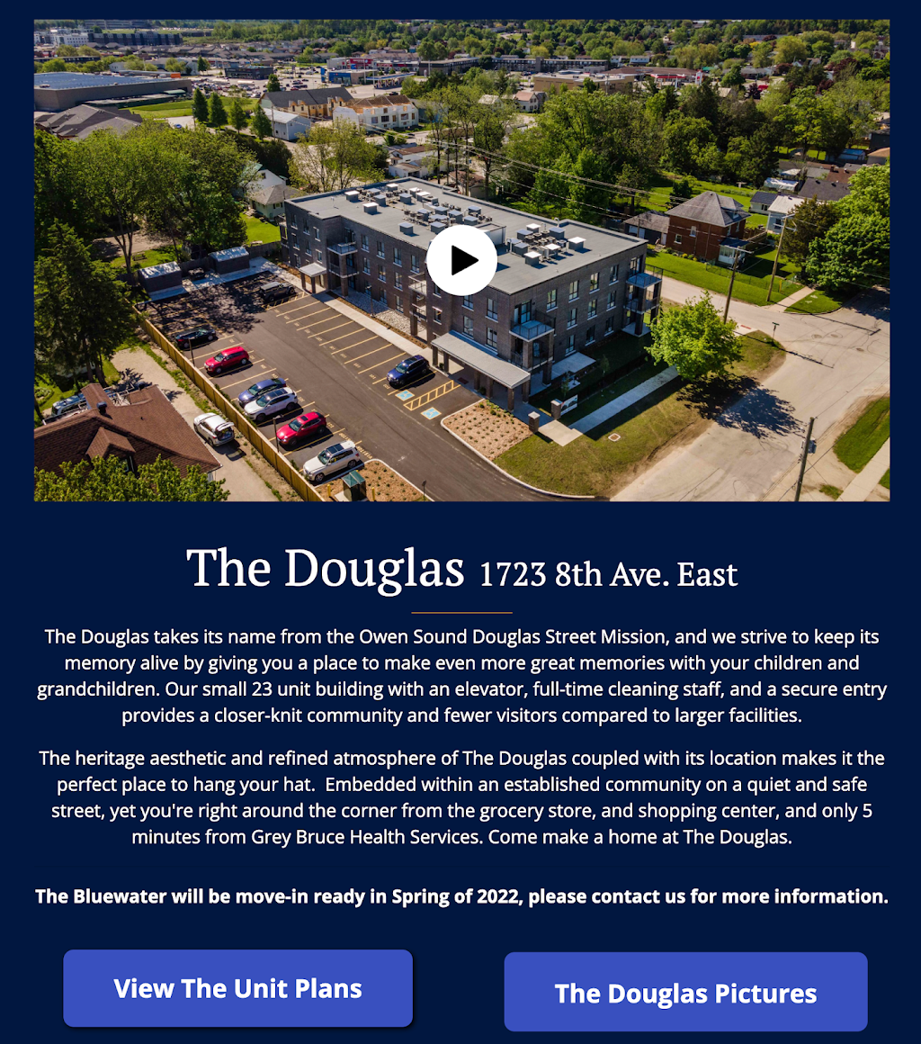 The Douglas Senior Rental Apartments | 1723 8th Ave E, Owen Sound, ON N4K 3C2, Canada | Phone: (519) 270-3792