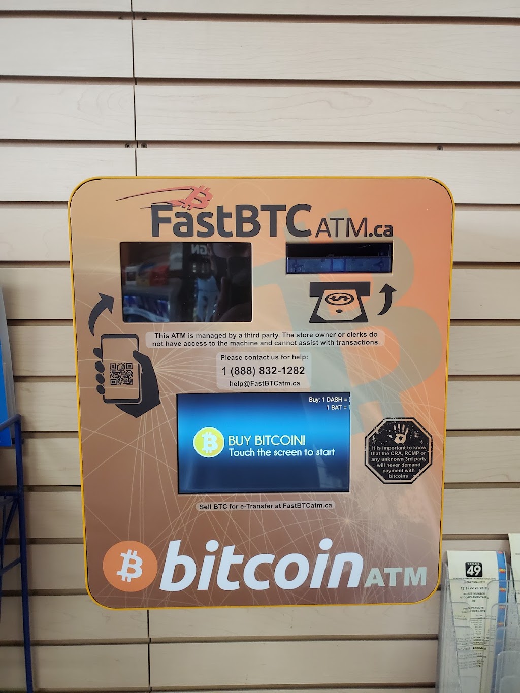 FastBTC Bitcoin ATM - Franks Convenience | 450 Holland St W, Bradford, ON L3Z 2A4, Canada | Phone: (888) 832-1282