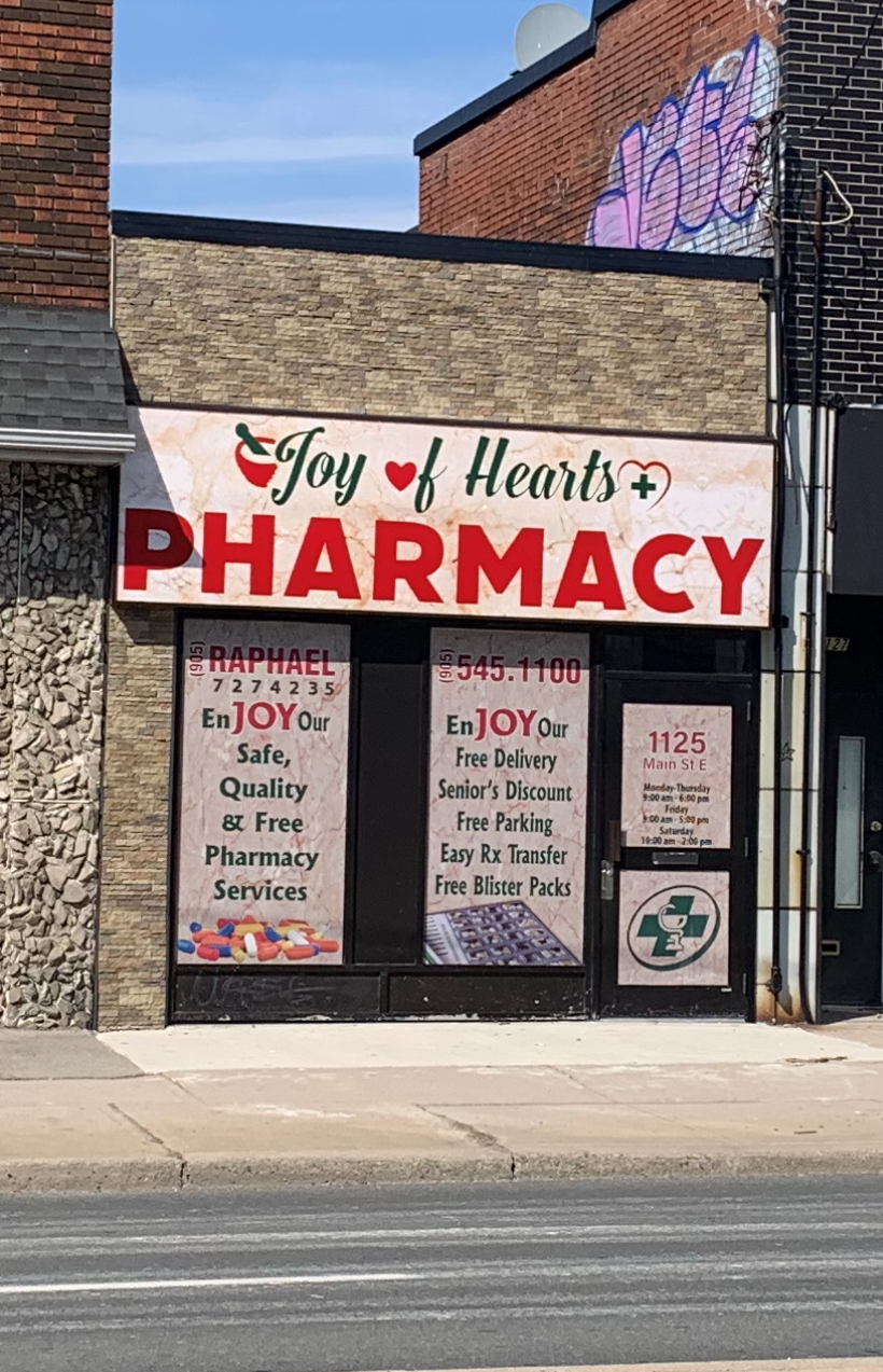 Joy of Hearts Pharmacy | 1125 Main St E, Hamilton, ON L8M 1P2, Canada | Phone: (905) 545-1100