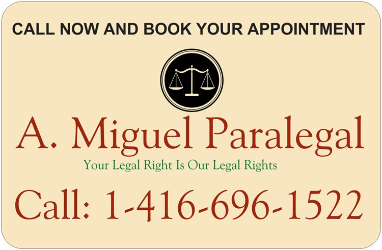 A. Miguel Paralegal | 61 Heintzman St, Toronto, ON M6P 5A2, Canada | Phone: (416) 696-1522