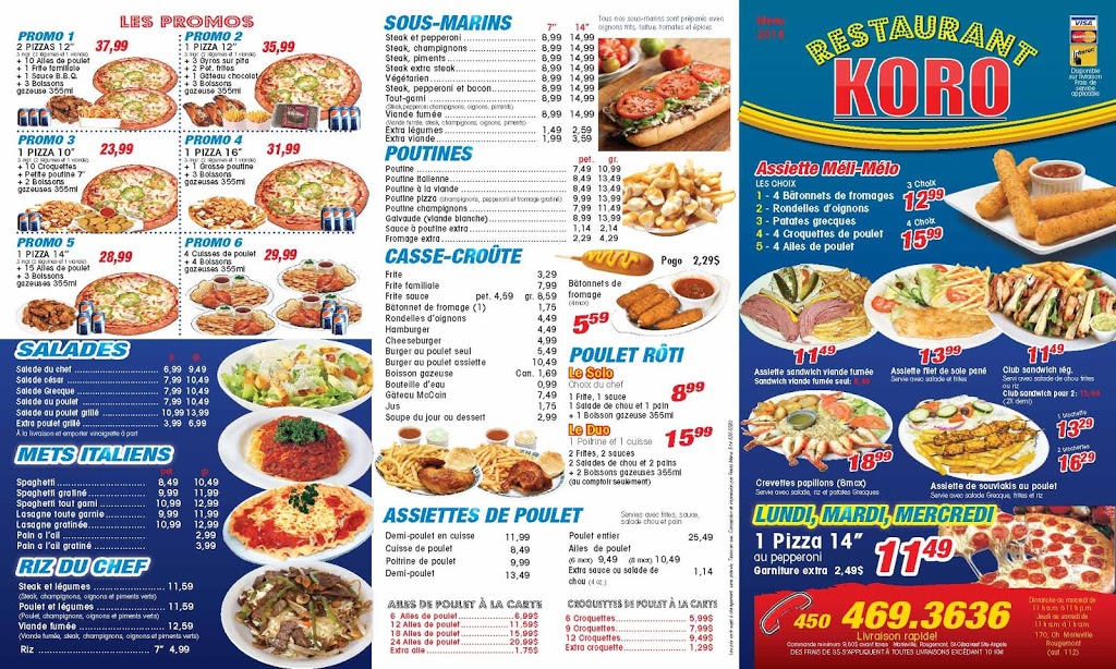 Restaurant Koro Pizza | 170 Chemin de Marieville, Rougemont, QC J0L 1M0, Canada | Phone: (450) 469-3636