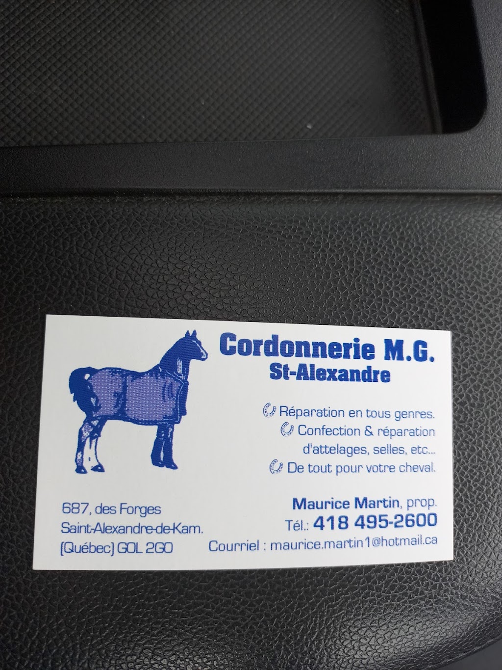 Cordonnerie M.G. Boutique équestre | 687 Rue des Forges, Saint-Alexandre-de-Kamouraska, QC G0L 2G0, Canada | Phone: (418) 495-2600