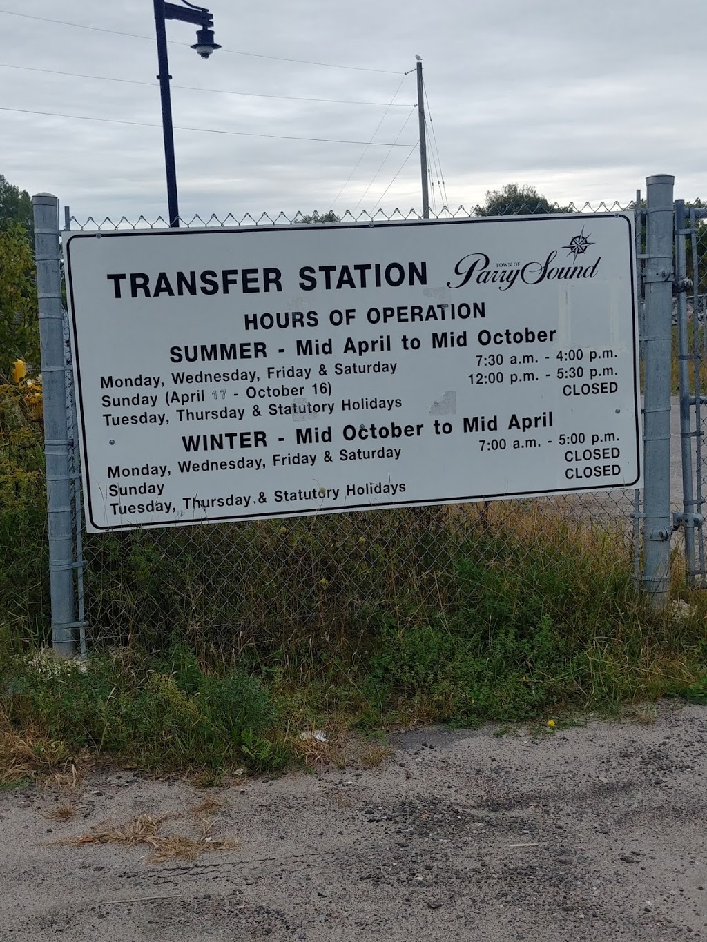 MacFarlane Street Transfer Station | 57 MacFarlane St, Parry Sound, ON P2A 2N3, Canada | Phone: (705) 746-4012