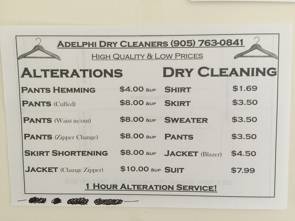 Adelphi Dry Cleaners & Alterations | 10066 Bayview Ave #6, Richmond Hill, ON L4C 2K9, Canada | Phone: (905) 737-4736