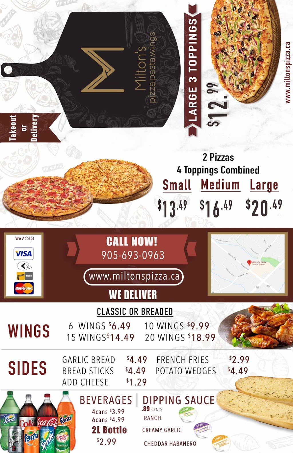 Milton Pizza Pasta Wings | 525 Ontario St S, Milton, ON L9T 2N2, Canada | Phone: (905) 693-0963