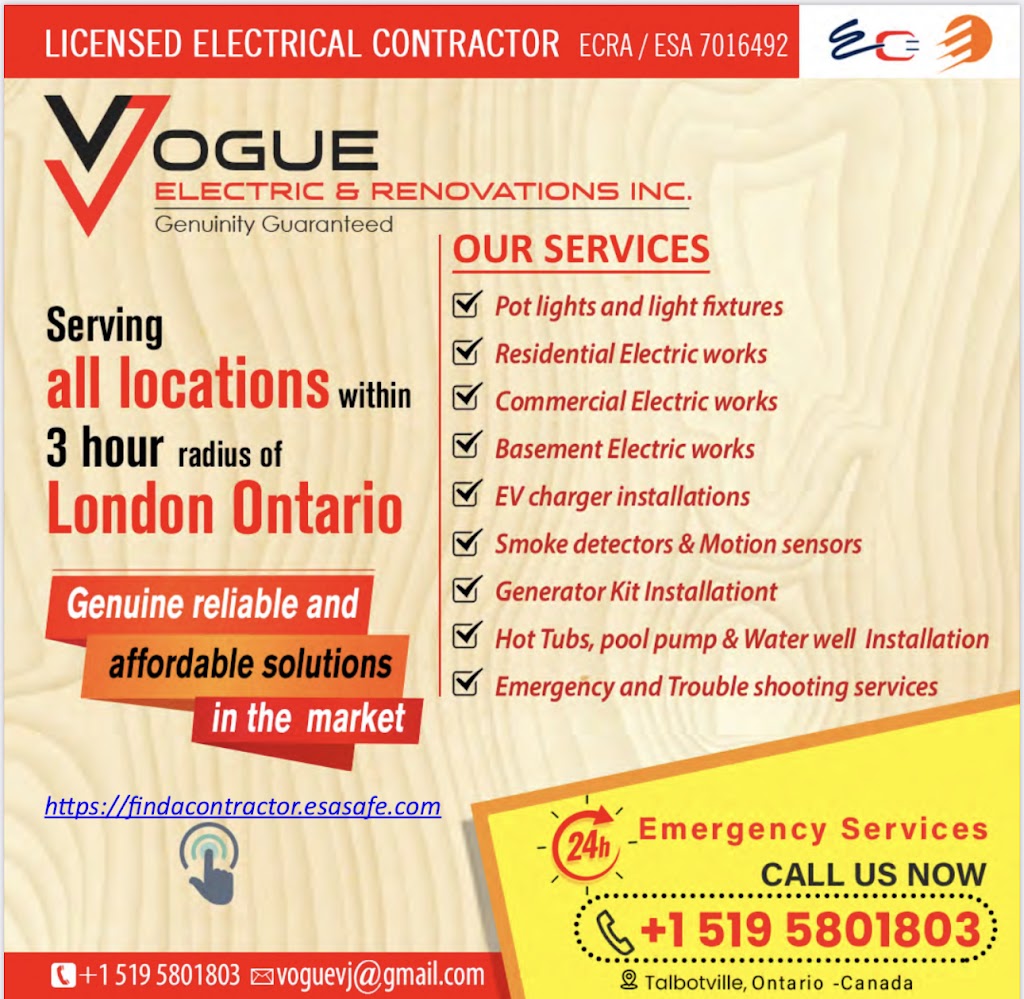 Vogue Electric Inc. | 62 Optimist Dr, St Thomas, ON N5P 0G4, Canada | Phone: (519) 580-1803