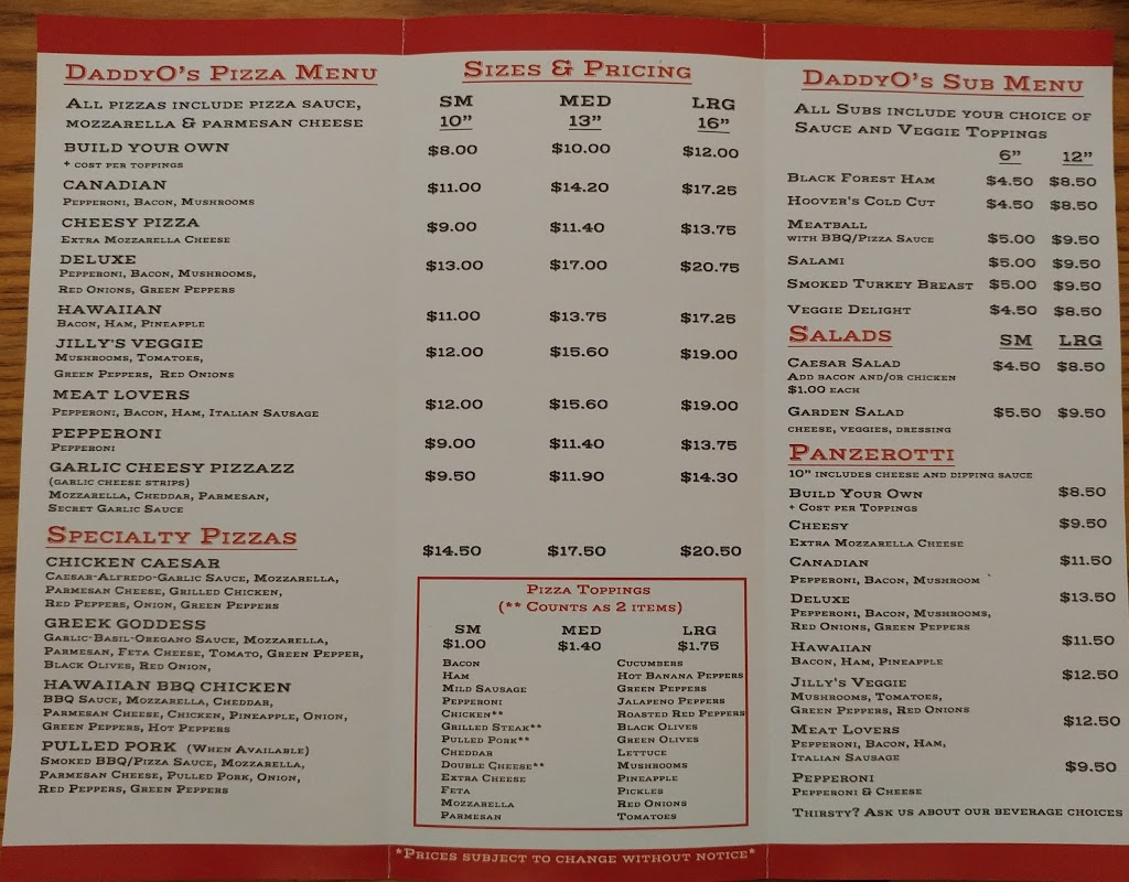 DaddyOs Pizza Plus | 119 King St, Hensall, ON N0M 1X0, Canada | Phone: (226) 262-0555