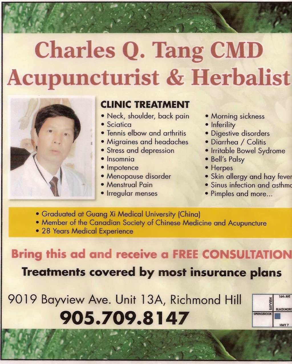 Tangs Acupuncture & Chinese Medicine Clinic Richmond Hill | 9019 Bayview Ave #13a, Richmond Hill, ON L4B 3M6, Canada | Phone: (905) 709-8147