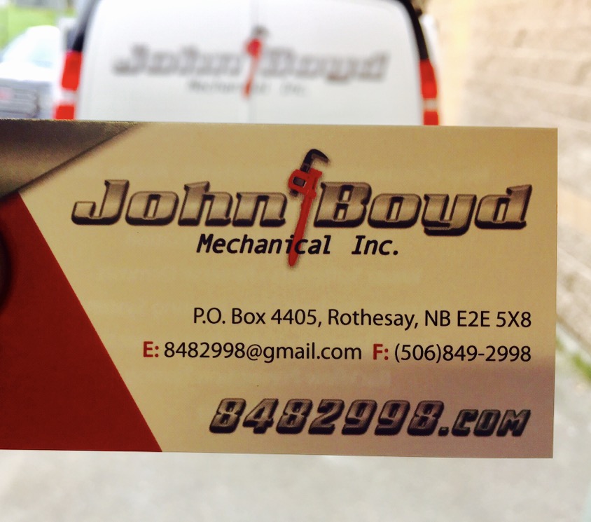 John Boyd Mechanical (Contractors) Inc. | P.O.Box 4405, Rothesay, NB E2E 5X8, Canada | Phone: (506) 848-2998