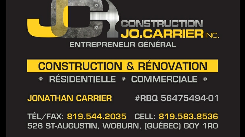 Construction Jo Carrier Inc | 526 Rue Saint-Augustin, Woburn, QC G0Y 1R0, Canada | Phone: (819) 544-2035
