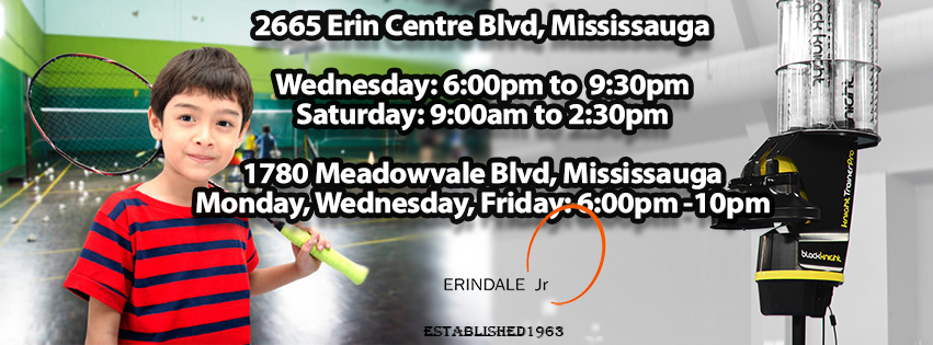 Erindale Jr. Badminton Club (EJBC) | 2665 Erin Centre Blvd, Mississauga, ON L5N 7K8, Canada | Phone: (416) 880-1591