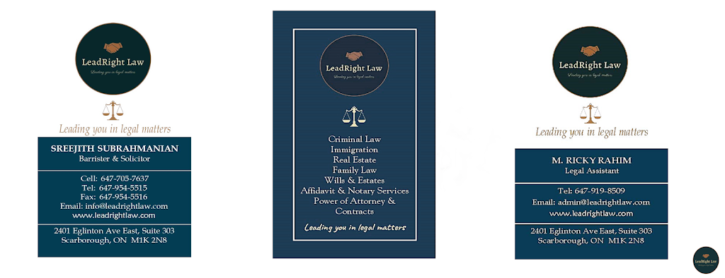 LeadRight Law | 2401 Eglinton Ave E Suite # 303, Scarborough, ON M1K 2N8, Canada | Phone: (647) 954-5515