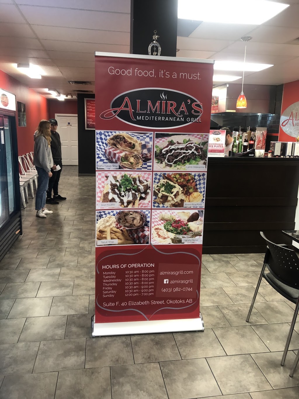 Almiras Mediterranean Grill | #F, 40 Elizabeth St, Okotoks, AB T1S 1B6, Canada | Phone: (403) 982-0744