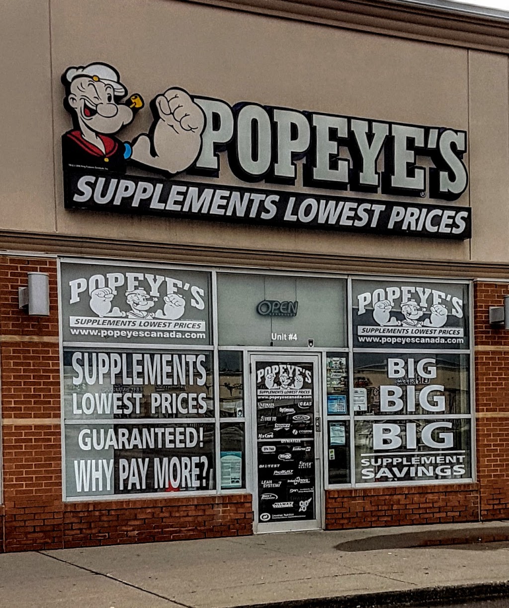 Popeyes Supplements Mississauga North | 6550 Meadowvale Town Centre Cir #4, Mississauga, ON L5N 4B7, Canada | Phone: (905) 369-0570