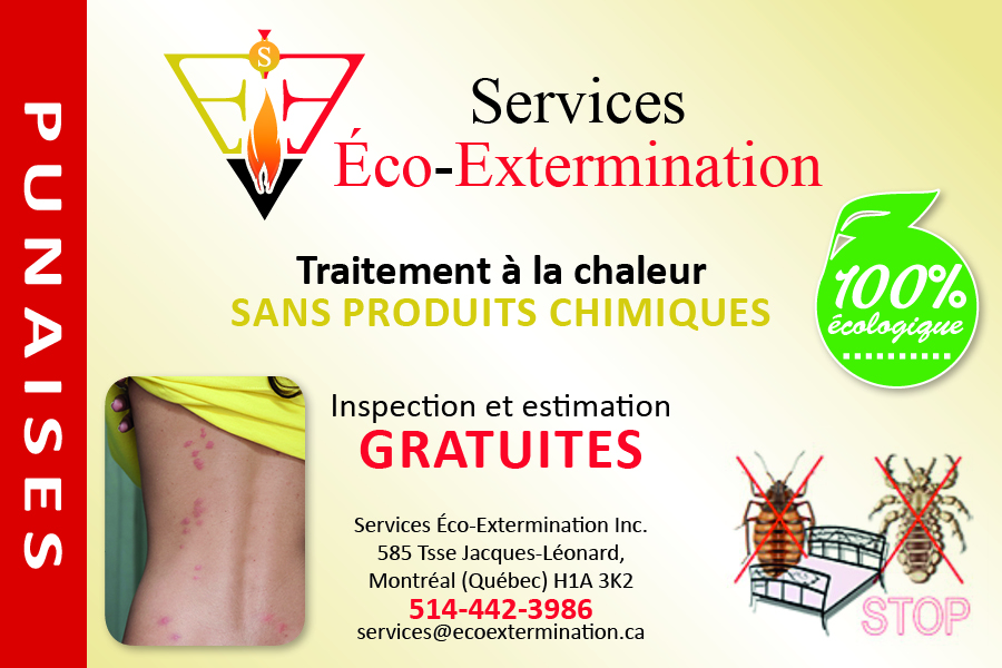 Services Éco-Extermination Inc -Punaise De Lit | 585 Terrasse Jacques-Léonard, Montréal, QC H1A 3K2, Canada | Phone: (514) 442-3986