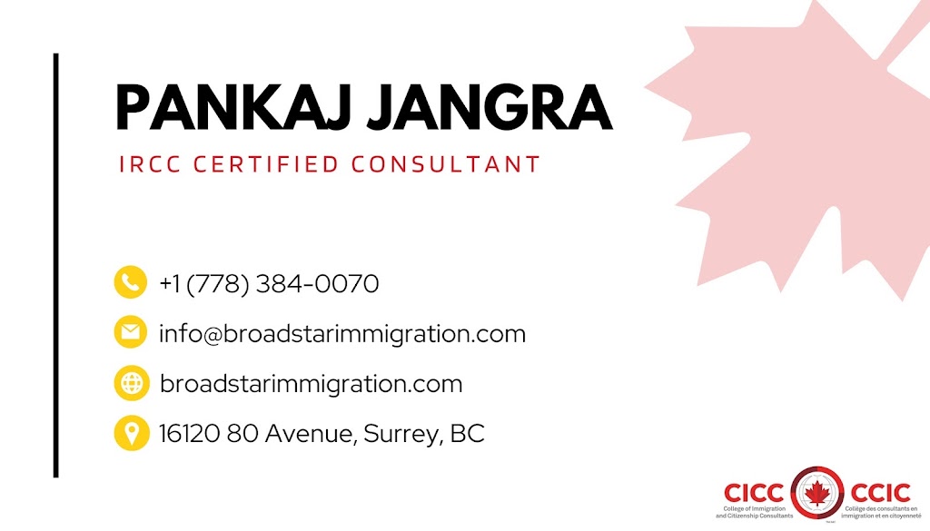 Broadstar Immigration Consulting | 16120 80 Ave, Surrey, BC V4N 0X4, Canada | Phone: (778) 384-0070