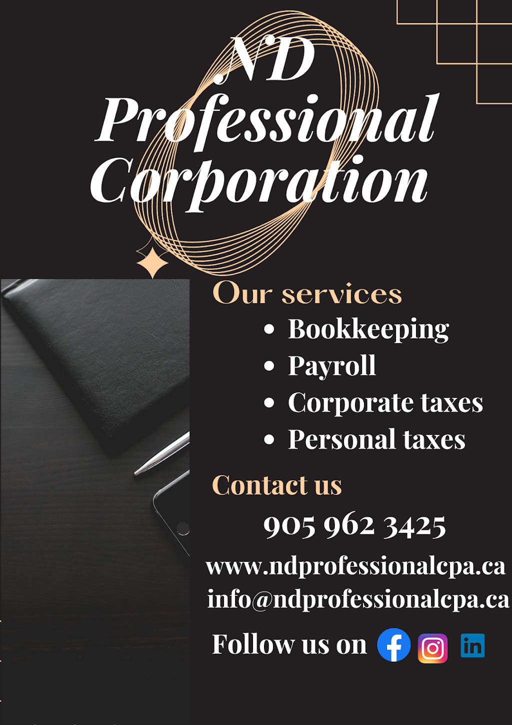 ND Professional Corporation CPA | 161 Marcy Crescent, Cambridge, ON N3C 4H6, Canada | Phone: (905) 962-3425