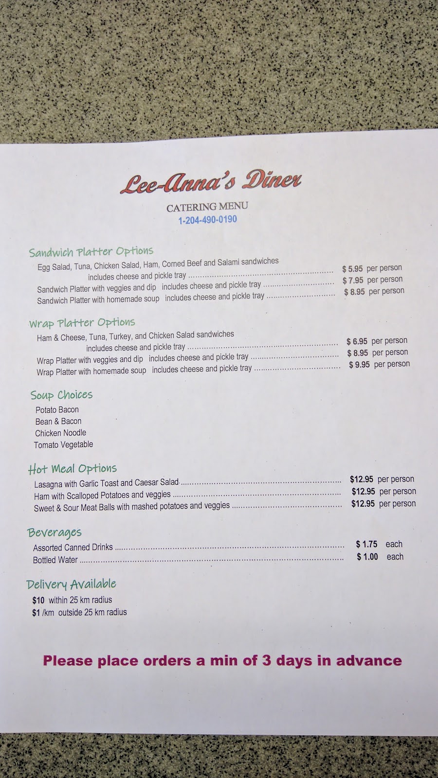 Lee-Annas Diner | 2 Railway Ave, Marquette, MB R0H 0V0, Canada | Phone: (204) 490-0190