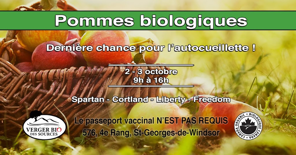 Verger Bio des Sources | 576 4e Rang, Saint-Georges-de-Windsor, QC J0A 1J0, Canada | Phone: (819) 201-2211