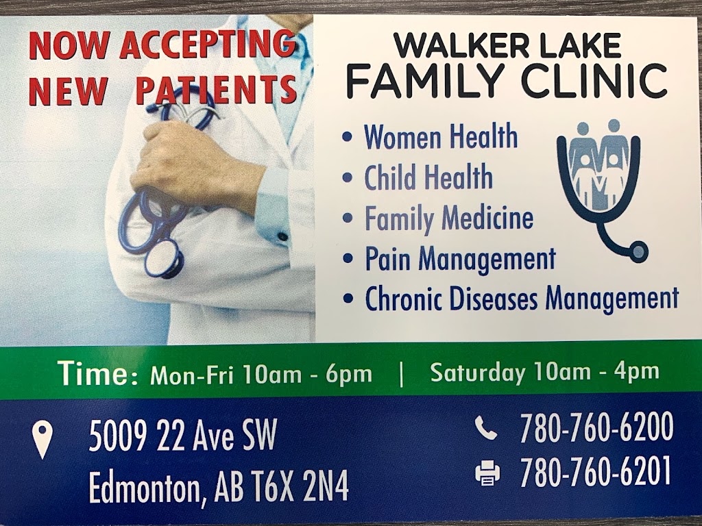 Walker Lake Family Clinic | 5009 22 Ave SW, Edmonton, AB T6X 2N4, Canada | Phone: (780) 760-6200