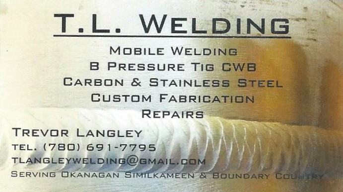 TL welding | 15705 Old Richter Passage Rd, Osoyoos, BC V0H 1V5, Canada | Phone: (780) 691-7795