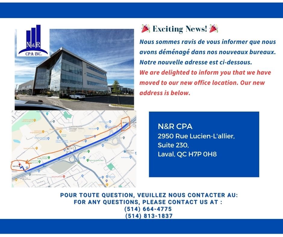 N&R CPA | 2950 Rue Lucien-Lallier Suite 230, Laval, QC H7P 0H8, Canada | Phone: (514) 664-4775