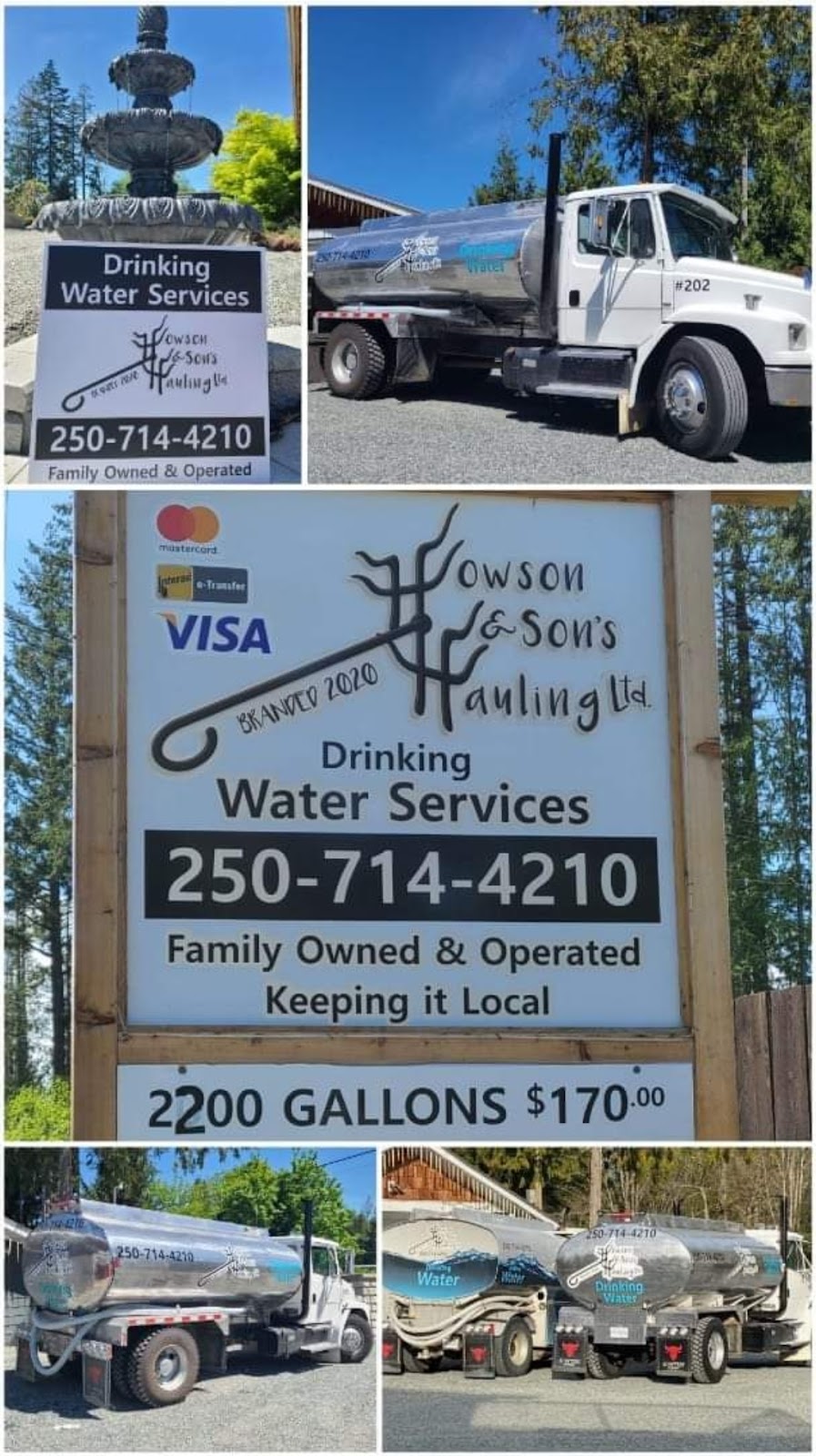 Howson and Sons Water Hauling | 1080 Nanaimo River Rd, Nanaimo, BC V9X 1E5, Canada | Phone: (250) 714-4210