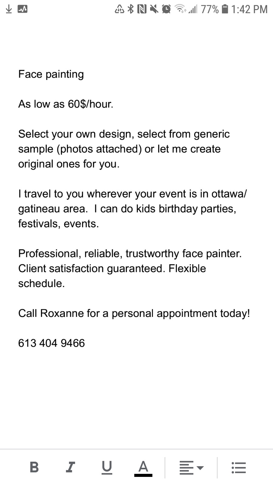 Face painting with Roxanne | 1284 Gregory Ct, Gloucester, ON K1J 9B2, Canada | Phone: (613) 404-9466