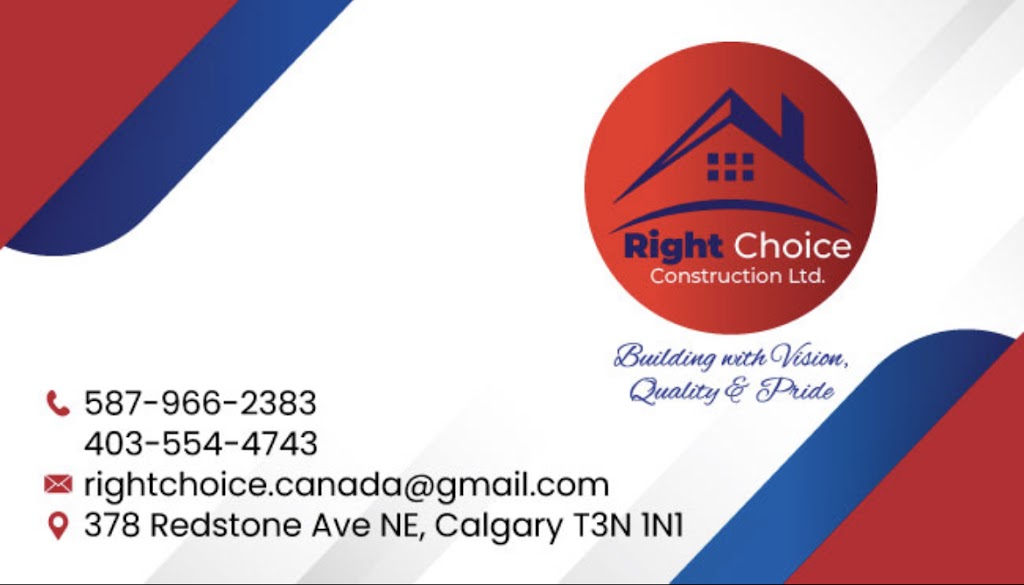 Right Choice Construction Ltd. | 378 Redstone Ave NE, Calgary, AB T3N 1N1, Canada | Phone: (587) 966-2383