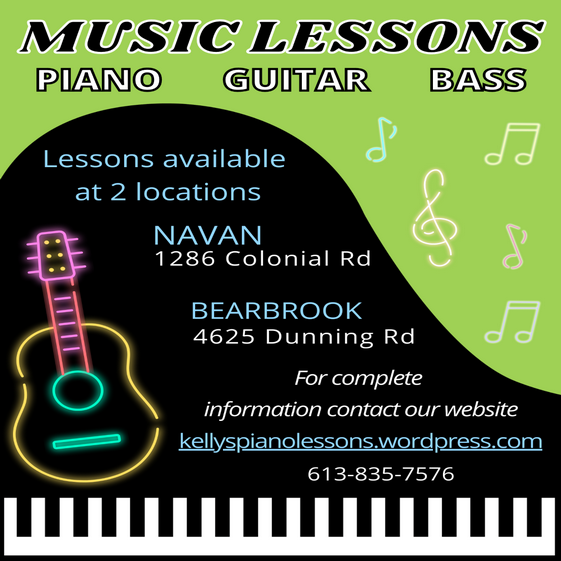 Kellys Piano, Guitar & Bass Lessons | 1286 Colonial Rd, Navan, ON K4B 1N1, Canada | Phone: (613) 835-7576