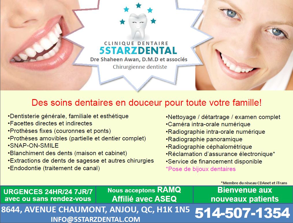 Clinique Dentaire 5StarzDental | 2510 Rue de Contrecoeur, Montréal, QC H1L 3Z1, Canada | Phone: (514) 507-1354