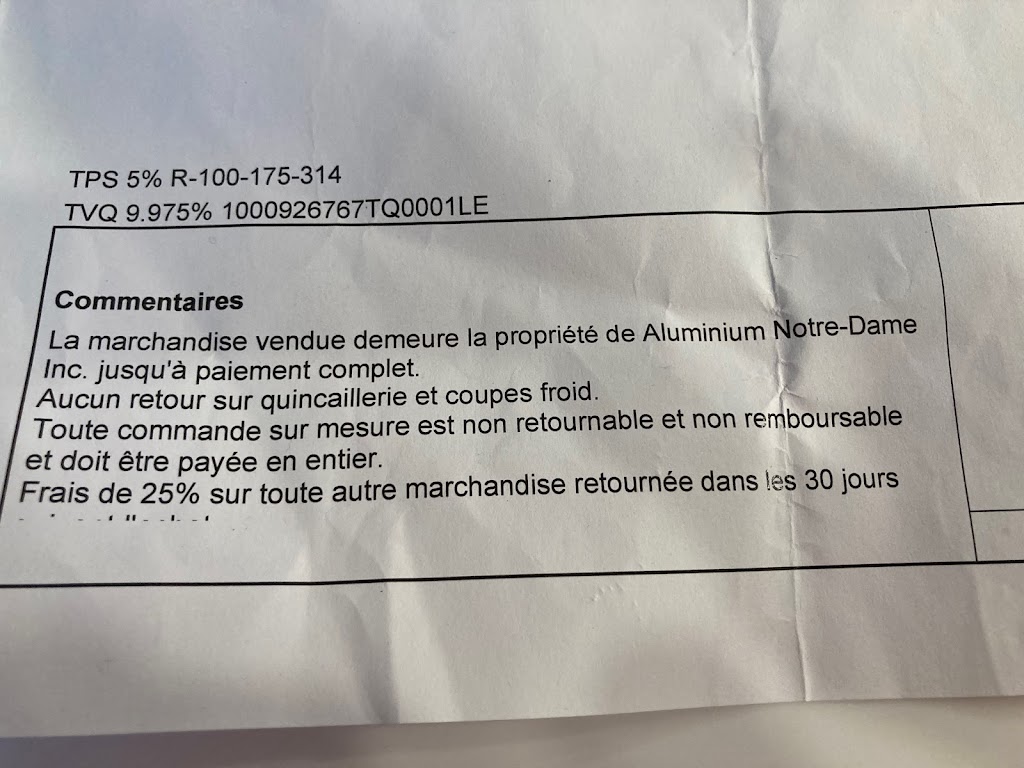 Aluminium Notre-Dame | 5261 Grande Allée, Brossard, QC J4Z 3G6, Canada | Phone: (450) 676-7311
