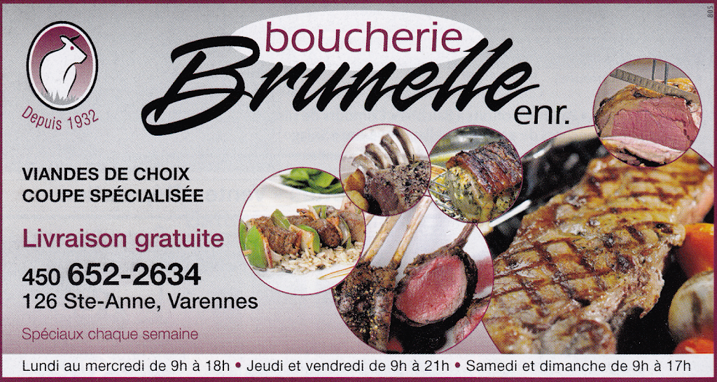 Boucherie Brunelle | 126 Rue Sainte-Anne, Varennes, QC J3X 1R6, Canada | Phone: (450) 652-2634