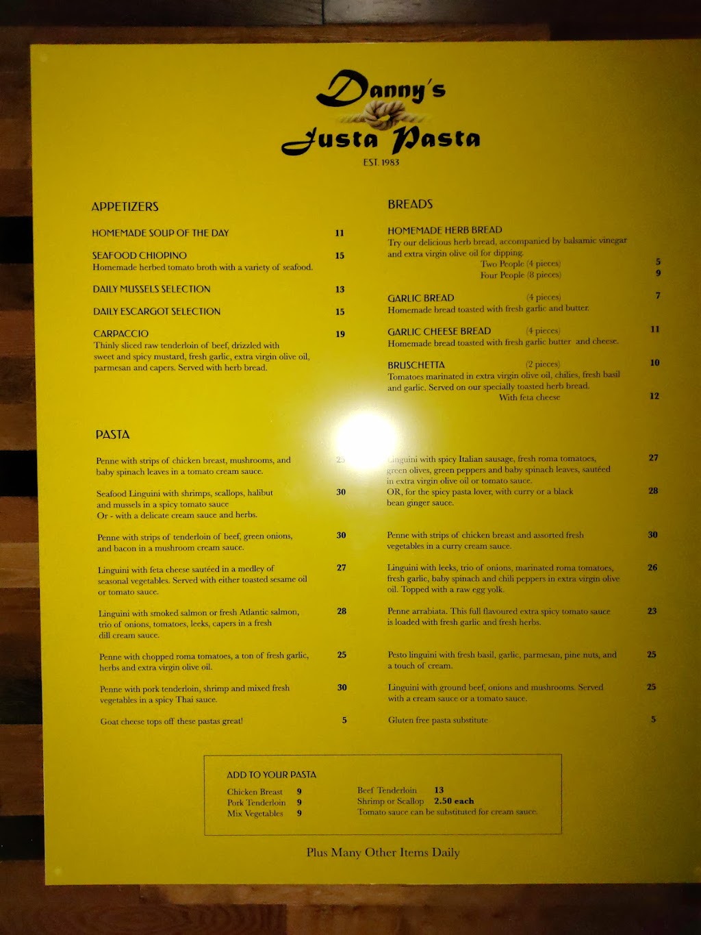 Dannys Justa Pasta | 367 Valley View Rd Hwy 11, Exit 270, Sundridge, ON P0A 1Z0, Canada | Phone: (705) 384-5542
