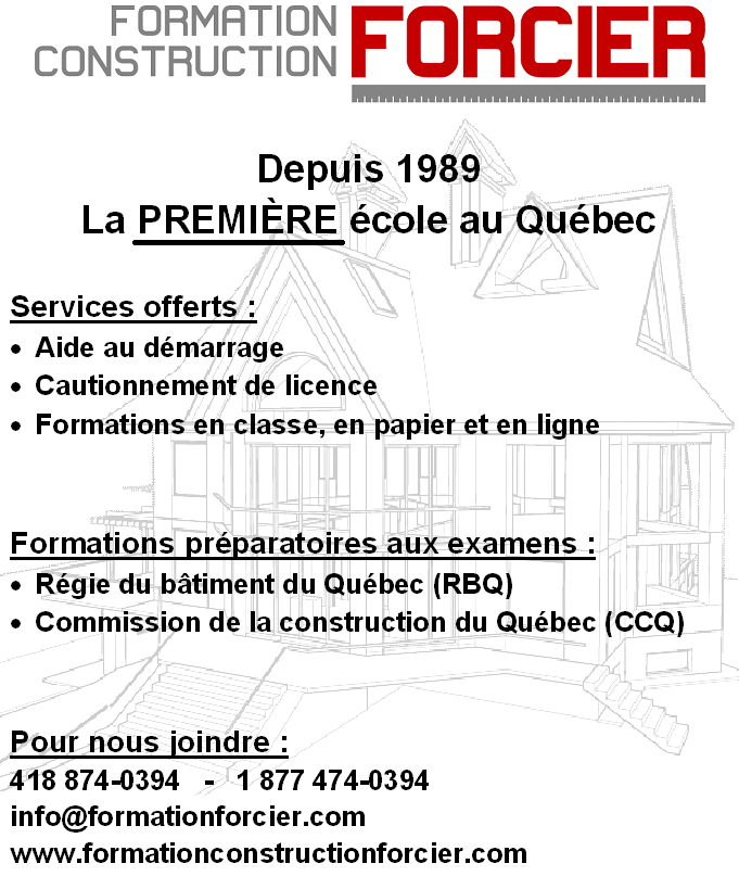 Training Construction Forcier Inc | 477 Rang Sainte-Anne, Québec, QC G2G 0G9, Canada | Phone: (418) 874-0394