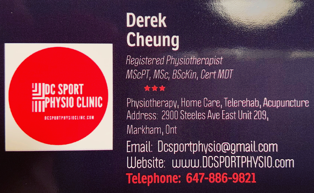 DC Sport Physio Clinic | 2900 Steeles Ave E Unit 209, Thornhill, ON L3T 4X1, Canada | Phone: (647) 886-9821